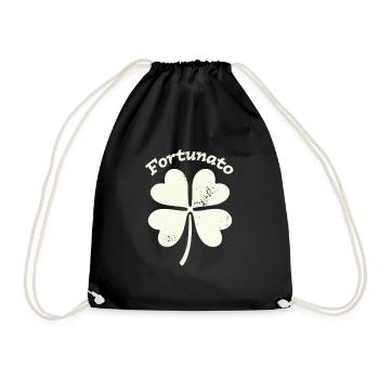 Fortunato Emblem Distressed Four-Leaf - Drawstring Bag - black - Front