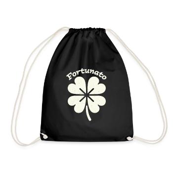 Fortunato Emblem Distressed Four-Leaf - Drawstring Bag - black - Front