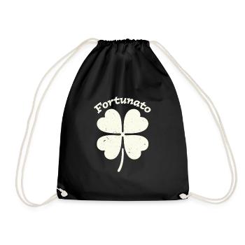 Fortunato Emblem Distressed Four-Leaf - Drawstring Bag - black - Front