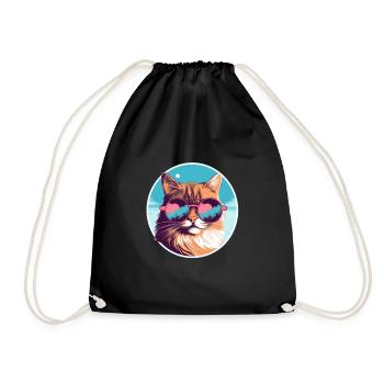 Sun-Purred Kitty Gleam - Turnbeutel - Schwarz - Vorne
