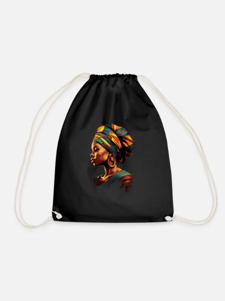 Afrikanische Frau Kente Kopftuch Afrika Headwrap - Turnbeutel - Schwarz