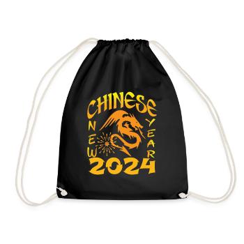 2024 Year of the Dragon - Drawstring Bag - black - Front