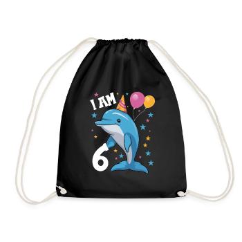 J'ai 6 ans Delfine Delfin 6ème anniversaire - Sac de sport léger - noir - Devant