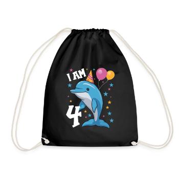 J'ai 4 ans, dauphins, 4ème anniversaire - Sac de sport léger - noir - Devant