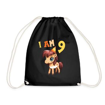 J'ai 9 ans Chevaux Cheval 9ème anniversaire - Sac de sport léger - noir - Devant