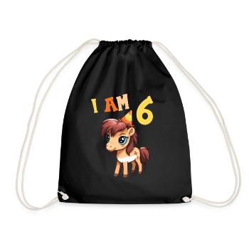 J'ai 6 ans Chevaux Cheval 6ème anniversaire - Sac de sport léger - noir - Devant