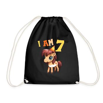 J'ai 7 ans Chevaux Cheval 7ème anniversaire - Sac de sport léger - noir - Devant
