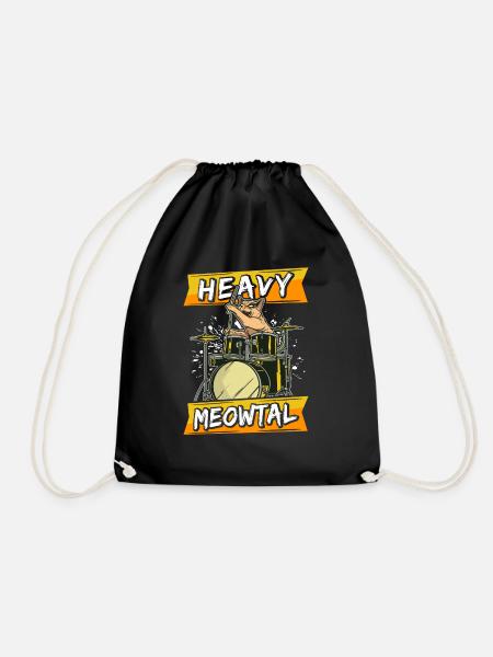 Heavy Meowtal Katze Heavy Metal Rock Cat Schlagzeu - Turnbeutel - Schwarz