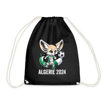 Algeria 2024 Fennec Algerian Football Jersey - Drawstring Bag - black - Front