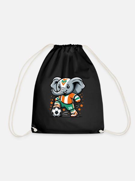 Côte D'ivoire Maillot Éléphant Ivoirien Football - Sac de sport léger - noir