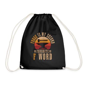 Schmieden Schmied Hufschmied Geschenk - Turnbeutel - Schwarz - Vorne