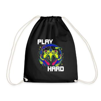 Play Hard Gamer Controller Neon Design - Turnbeutel - Schwarz - Vorne