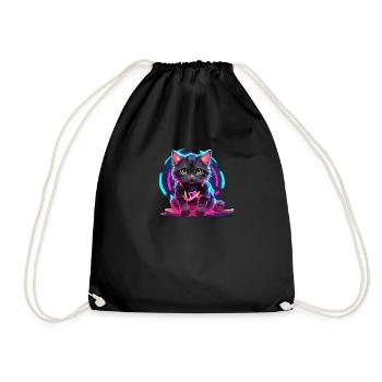 Design de chat néon - Sac de sport léger - noir - Devant