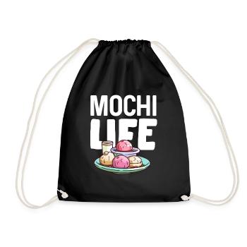 Mochi Japanischer Reiskuchen Süßigkeiten Snack Süßes Mochi - Turnbeutel - Schwarz - Vorne
