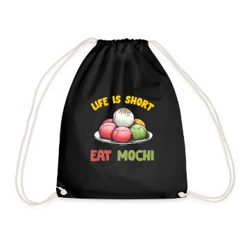 Mochi Japanischer Reiskuchen Süßigkeiten Snack Süßes Mochi - Turnbeutel - Schwarz - Vorne