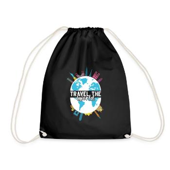 Travel The World Meme Top 10 World Sight - Drawstring Bag - black - Front
