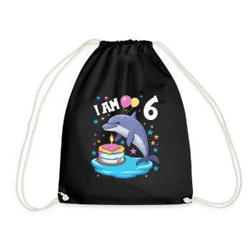 J’ai 6 ans Dauphins Dauphin 6ème anniversaire - Sac de sport léger - noir - Devant