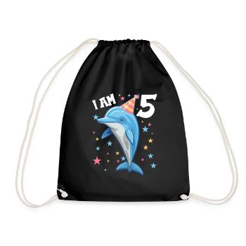 J’ai 5 ans Dauphins Dauphin 5ème anniversaire - Sac de sport léger - noir - Devant
