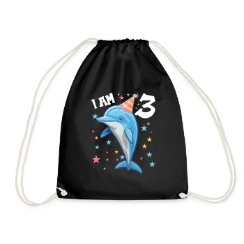I am 3 years old Dolphins Dolphin 3rd birthday - Drawstring Bag - black - Front