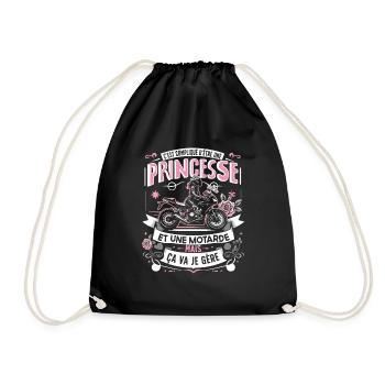 Princesse Motarde Humour Cadeau Pour Femme Moto - Sac de sport léger - noir - Devant