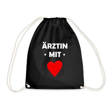 Ärztin mit Herz - Doktor - Medizinerin Krankenhaus - Turnbeutel - Schwarz - Vorne