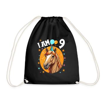J’ai 9 ans Chevaux Cheval 9e anniversaire - Sac de sport léger - noir - Devant