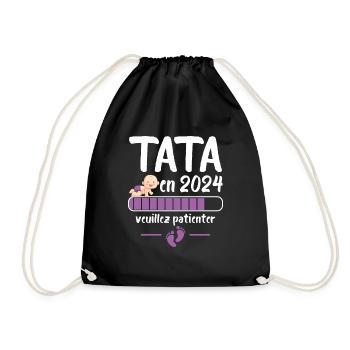 Cadeau Tata Annonce Grossesse Future Tante 2024 - Sac de sport léger - noir - Devant