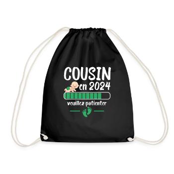 Cadeau Cousin Annonce Grossesse Futur Cousin 2024 - Sac de sport léger - noir - Devant