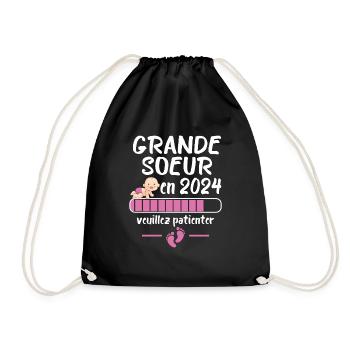 Grande Soeur Annonce Grossesse Future Soeur 2024 - Sac de sport léger - noir - Devant