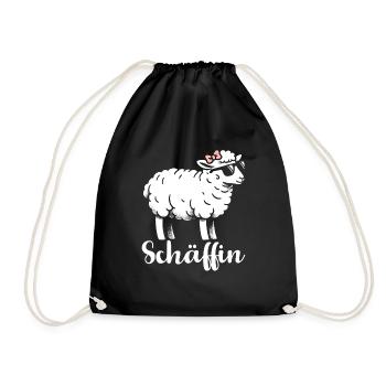 Chef Chefin Schaf Geschenk Schäfin Spruch - Turnbeutel - Schwarz - Vorne