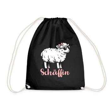 Chef Chefin Schaf Geschenk Schäfin Spruch - Turnbeutel - Schwarz - Vorne