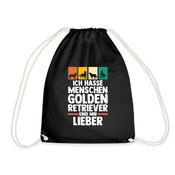 Dog Golden Retriever - Drawstring Bag - black - Front