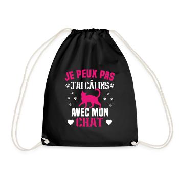 je peux pas j ai câlins avec mon chat humour chat - Sac de sport léger - noir - Devant