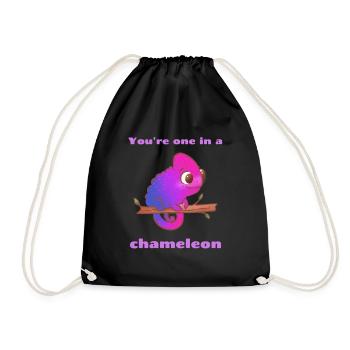 You're one in a chameleon, funny cute valentine's - Drawstring Bag - black - Front
