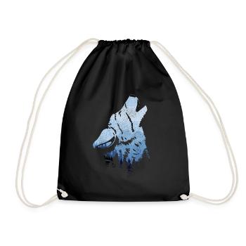 Cadeau de loup hurlant - Sac de sport léger - noir - Devant