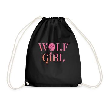Cadeau de fille de loup - Sac de sport léger - noir - Devant