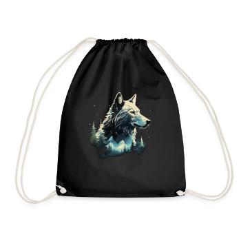 Wolf Mountains Nature Gift - Drawstring Bag - black - Front