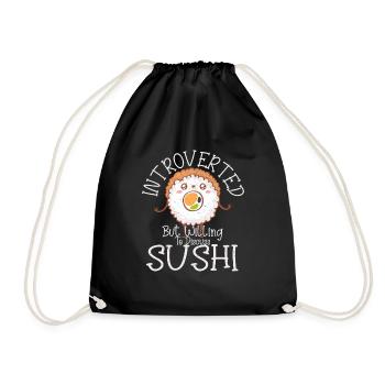 Introverted But Willing To Discuss SushiIntroverte - Drawstring Bag - black - Front