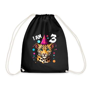 Ich bin 3 Jahre alt Leoparde Leopard 3. Geburtstag - Turnbeutel - Schwarz - Vorne