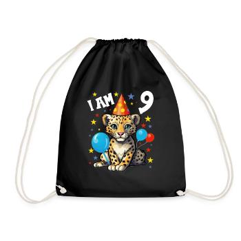 J’ai 9 ans Léopard Léopard 9e anniversaire - Sac de sport léger - noir - Devant