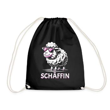 Chef Chefin Schaf Geschenk Schäfin Spruch - Turnbeutel - Schwarz - Vorne