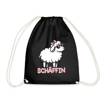 Chef Chefin Schaf Geschenk Schäfin Spruch - Turnbeutel - Schwarz - Vorne