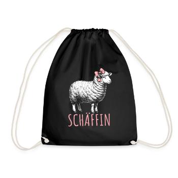 Chef Chefin Schaf Geschenk Schäfin Spruch - Turnbeutel - Schwarz - Vorne