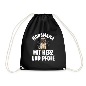Dog Pug Mom Dog Mom Mom Pug - Drawstring Bag - black - Front