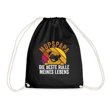 Hundepapa Mopspapa Herrchen Hund Mops - Turnbeutel - Schwarz - Vorne