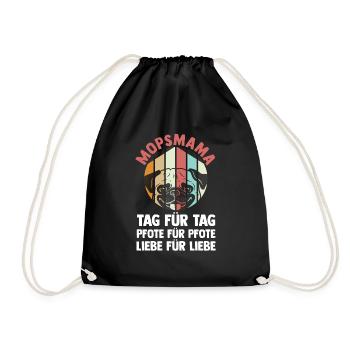Dog Mom Pug Mom Mistress Dog Pug - Drawstring Bag - black - Front