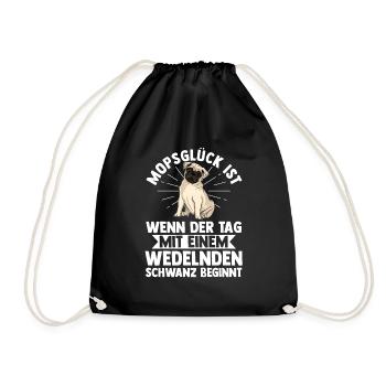 Hund Mops - Turnbeutel - Schwarz - Vorne