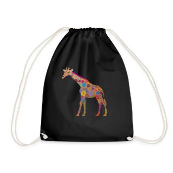 Colorful Giraffe Animal Pattern Kids Gift - Drawstring Bag - black - Front