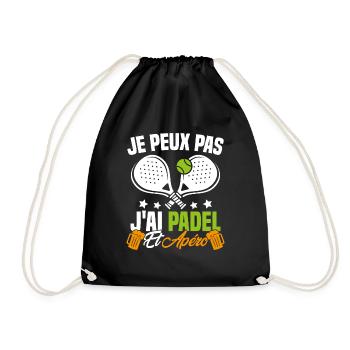 I can't I have padel and aperitif Padeliste Gift - Drawstring Bag - black - Front