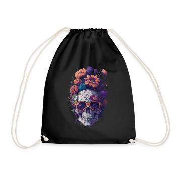 Tête de mort grenouille Floral champignon Vintage Cottagecore - Sac de sport léger - noir - Devant